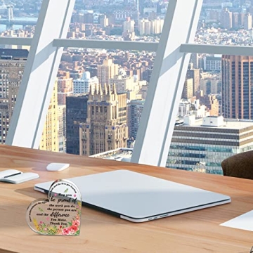 Yinder Thank You Gift for Women Acrylic Inspirational Gifts Coworker Office Gift for Colleague Leaving Job Gift Farewell Gift Appreciation Gift for Friends Nurse Teacher Keepsake(Heart)