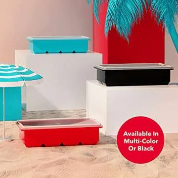 Vremi Stackable Large Ice Cube Trays — Pack of 2 Silicone Trays — 8 Cubes per Tray — Ideal for Cocktails, Frozen Treats, Soups, Sauces,and Baby Food — BPA Free with Frost Resistant Lids — Red and Blue