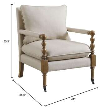 Coaster Furniture Upholstered Casters Beige Accent Chair 35.5"H x 31"W x 26.5"D 903058