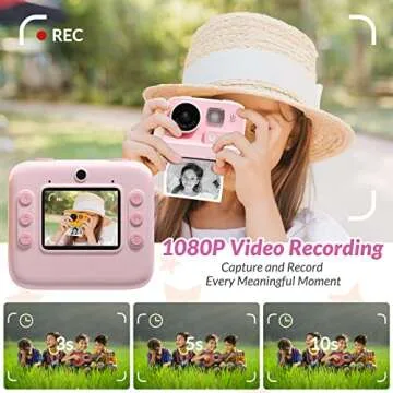 Mafiti Kids Camera Instant Print, 48MP Digital Camera Selfie 1080P Video Camera with 32G TF Card, Toys Gifts for Girls Boys Aged 3-12 for Christmas/Birthday/Holiday (Pink)