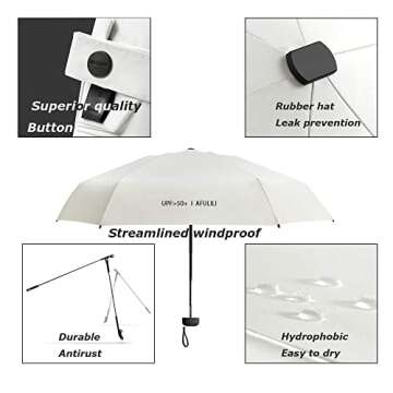 AFULILI Mini Travel Umbrella with UV Protection and Style