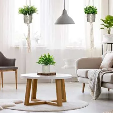 CEWOR 3 Pack Hanging Fake Plants with 3 Plant Hangers, Artificial Hanging Potted Plants Small Plastic Houseplants Eucalyptus Rosemary Faux Greenery for Farmhouse Boho Home Bedroom Indoor Decor