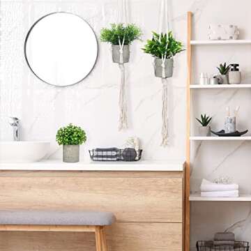 CEWOR 3 Pack Hanging Fake Plants with 3 Plant Hangers, Artificial Hanging Potted Plants Small Plastic Houseplants Eucalyptus Rosemary Faux Greenery for Farmhouse Boho Home Bedroom Indoor Decor