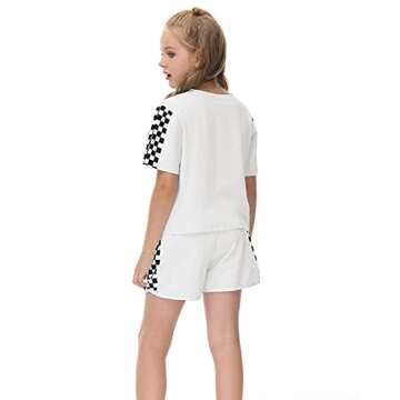 Girls Casual Short Sleeve Tee With Plaid Shorts Clothing Sets Cute Shorts Sets Summer
