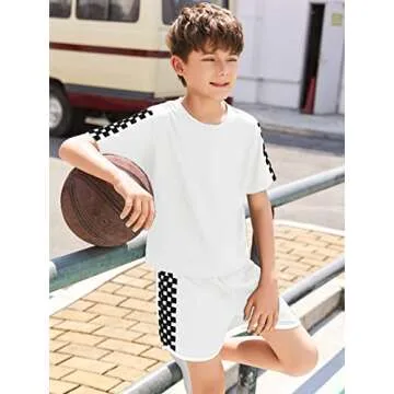 Girls Casual Tee & Plaid Shorts Set - Summer Fashion