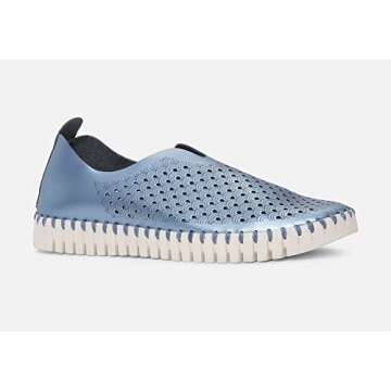 ILSE JACOBSEN Tulip 3576N Flat Slip-On in Metallic Blue
