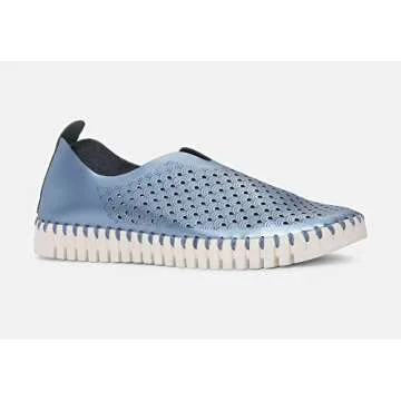 ILSE JACOBSEN Tulip 3576N Flat Slip-On in Metallic Blue