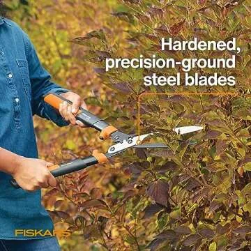 Fiskars 23-Inch Hedge Shears, Bush Trimmer with PowerGear2 Technology that Multiplies Power for Less Effort, SoftGrip Handles with Shock-Absorbing Bumpers