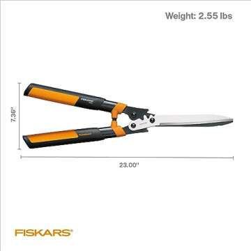 Fiskars 23-Inch Hedge Shears, Bush Trimmer with PowerGear2 Technology that Multiplies Power for Less Effort, SoftGrip Handles with Shock-Absorbing Bumpers