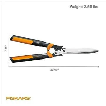 Fiskars 23-Inch Hedge Shears, Bush Trimmer with PowerGear2 Technology that Multiplies Power for Less Effort, SoftGrip Handles with Shock-Absorbing Bumpers