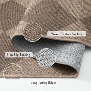 Lahome Checkered Easy Jute Runner Rug 2x6 Non Slip