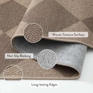 Lahome Checkered Easy Jute Runner Rug 2x6 Non Slip