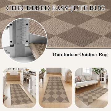 Lahome Checkered Easy Jute Runner Rug 2x6 Non Slip