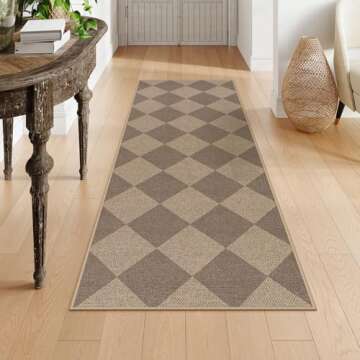 Lahome Checkered Easy Jute Runner Rug 2x6 Non Slip