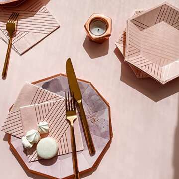 Harlow & Grey Amethyst Large Party Plates Set - Elegant 8 Ct Disposable Paper Dinnerware for All Occ...