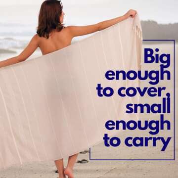 PAMUKLU Cloud Oversized Beach Towel - Sand-Resistant, Quick Drying, Compact, Soft and Absorbent - 10...