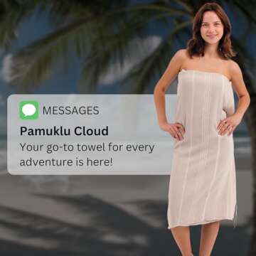 PAMUKLU Cloud Oversized Beach Towel - Sand-Resistant, Quick Drying, Compact, Soft and Absorbent - 100% Organic Turkish Cotton - for Pool, Yoga, Travel, Outdoor Adventures, and Gifts (PLAIN-10)