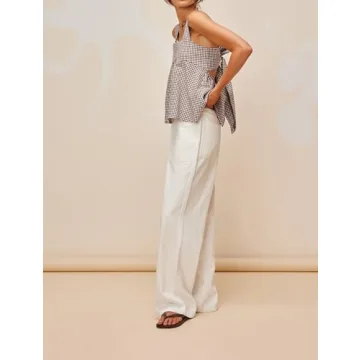 Dsewpaur Women Sleeveless Gingham Tops Y2K Bow Tie Back Tank Tops Square Neck Backless Casual Summer Going Out Peplum Tops