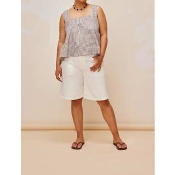 Dsewpaur Women Sleeveless Gingham Tops Y2K Bow Tie Back Tank Tops Square Neck Backless Casual Summer Going Out Peplum Tops