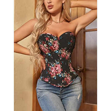 Vintage Floral Denim Corset for Women - Alivila.Y Fashion