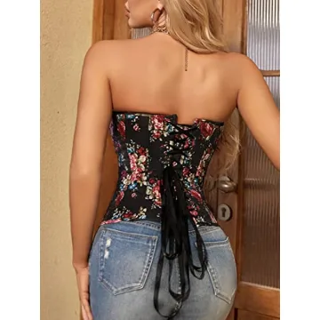 Vintage Floral Denim Corset for Women - Alivila.Y Fashion