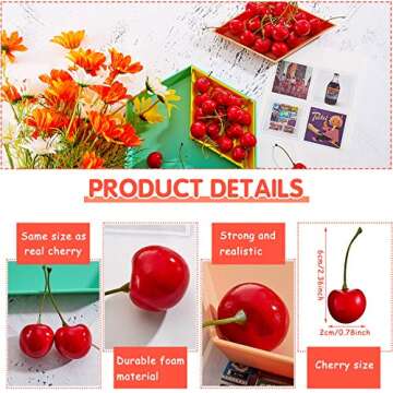 Skylety 80 Pieces Fake Cherry Decorations for Parties and Home Decor