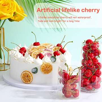 Skylety Fake Cherries for Decor and Photography Props