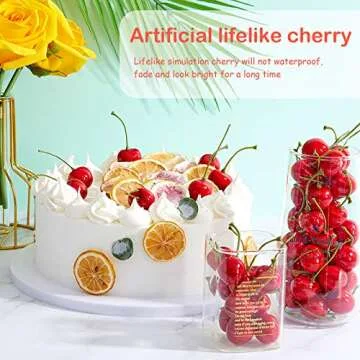 Skylety Fake Cherries for Decor and Photography Props