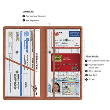 TOURSUIT Car Registration and Insurance Card Holder, Vehicle License Document Glove Box Compartment ...