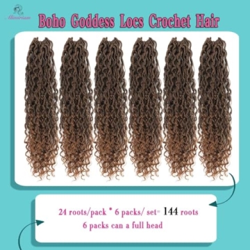 144 Roots Goddess Locs Crochet Hair – 6 Packs, 14 Inch