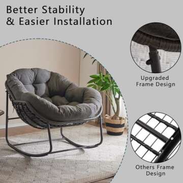 Cozy Papasan Rocking Chair for Indoor & Outdoor