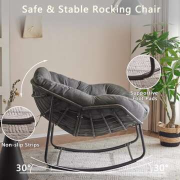Cozy Papasan Rocking Chair for Indoor & Outdoor