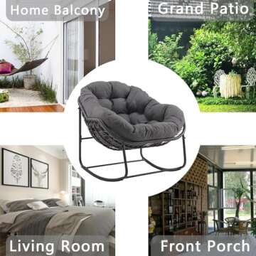 Cozy Papasan Rocking Chair for Indoor & Outdoor