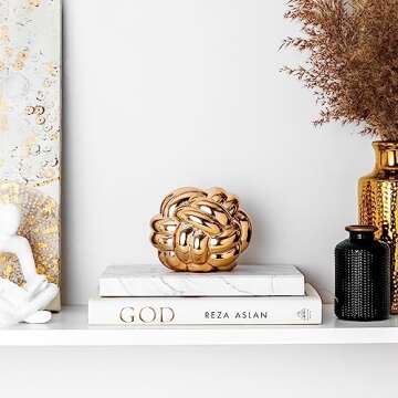 EdensDECOR 1pcs Gold Knot Decor, Coffee Table Books Decor (5x4) Book Decor, Bookshelf Decor, Shelf Decor Aesthetic, Home Decor Accents, Console Table Decorations