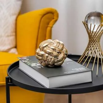 EdensDECOR 1pcs Gold Knot Decor, Coffee Table Books Decor (5x4) Book Decor, Bookshelf Decor, Shelf Decor Aesthetic, Home Decor Accents, Console Table Decorations