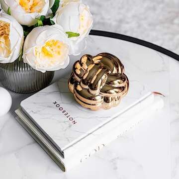 EdensDECOR 1pcs Gold Knot Decor, Coffee Table Books Decor (5x4) Book Decor, Bookshelf Decor, Shelf Decor Aesthetic, Home Decor Accents, Console Table Decorations