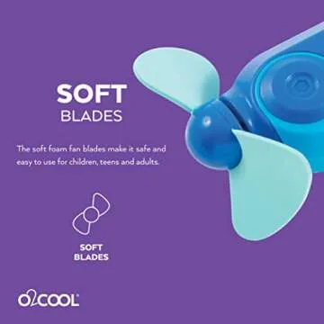 O2COOL Carabiner Sport Misting Fan - Pocket Sized, Portable On-The-Go Battery Powered Cooling, Sports Carabiner Fan, Blue