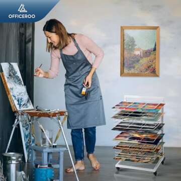 OFFICEROO Art Drying Rack for Classroom - 18 Removable Shelves, Movable Paint Drying Rack with Locka...