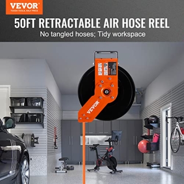 VEVOR 50FT Auto Rewind Air Hose Reel Heavy Duty 300PSI