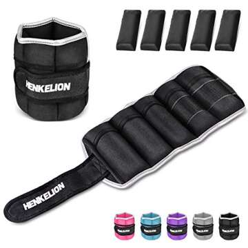 Henkelion 1 Pair 10 Lbs Adjustable Ankle Weights For Women Men Kids, Strength Training Wrist And Ank...