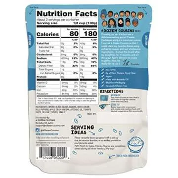 A Dozen Cousins Meals Black Beans Ready to Eat, Vegan and Non-GMO Seasoned Beans Made with Avocado O...