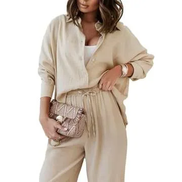 Argeousgor Floral Pants Set for Women - Trendy Loungewear