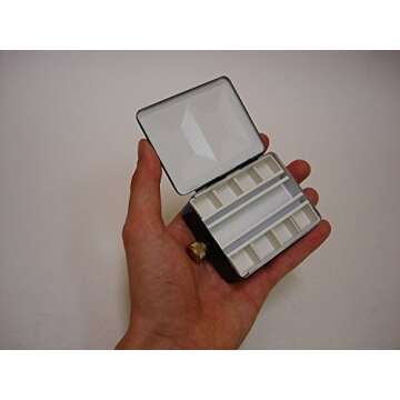 Whiskey painters Scottie Artist Watercolor Paint Palette Box with Built in Flask. Pocket, Travel Friendly Size. Metal Half pan Palette Box with Flask & Water Reservoir. Hand Made in Italy