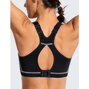SYROKAN High Neck Plus Size Sports Bras - High Support Racerback, Full Coverage & Padded
