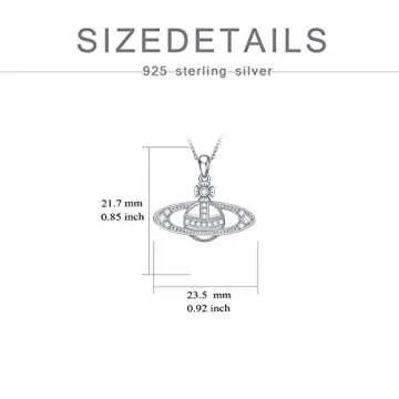 LILALO Planet Saturn Necklace Sterling Silver Saturn Planet Jewelry Saturn Jewelry