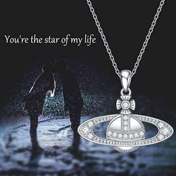 LILALO Planet Saturn Necklace Sterling Silver Saturn Planet Jewelry Saturn Jewelry