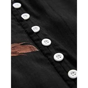 Milumia Women's Vintage Boho Button Up Split Floral Print Flowy Party Dress A Black X-Large