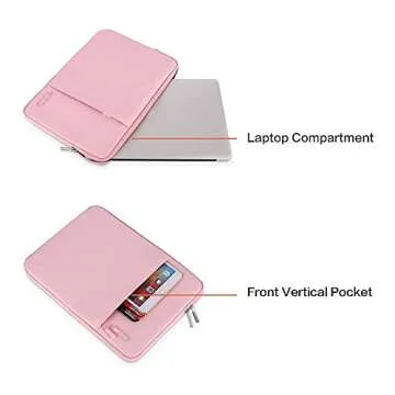 MOSISO Laptop Sleeve Bag Compatible with MacBook Air/Pro, 13-13.3 inch Notebook, Compatible with MacBook Pro 14 inch M4 M3 M2 M1 Chip Pro Max, Polyester Vertical Case with Pocket, Pink