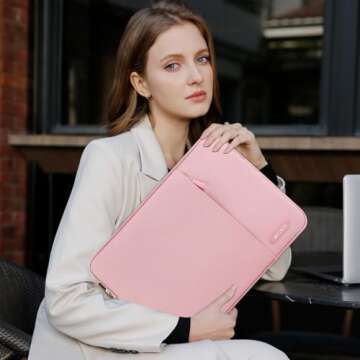MOSISO Laptop Sleeve Bag Compatible with MacBook Air/Pro, 13-13.3 inch Notebook, Compatible with MacBook Pro 14 inch M4 M3 M2 M1 Chip Pro Max, Polyester Vertical Case with Pocket, Pink