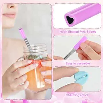 Heart-Shaped Reusable Straws - Eco-Friendly Drinkware
